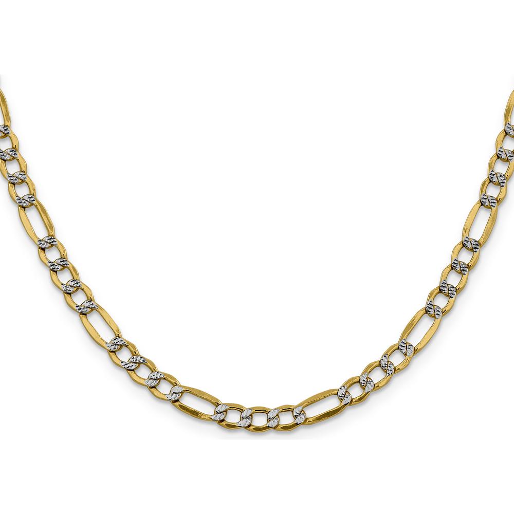 14K Yellow Gold 16" Figaro Chain with Rhodium Accents - 5.25mm Width by Oro Pregiato
