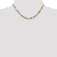 14K Yellow Gold 16" Figaro Chain with Rhodium Accents - 5.25mm Width by Oro Pregiato
