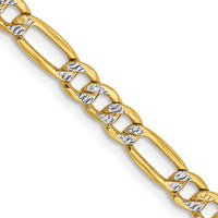 14K Yellow Gold 16" Figaro Chain with Rhodium Pavé Accents - 3.9mm Width by IBGoodman