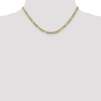 14K Yellow Gold 16" Figaro Chain with Rhodium Pavé Accents - 3.9mm Width by IBGoodman