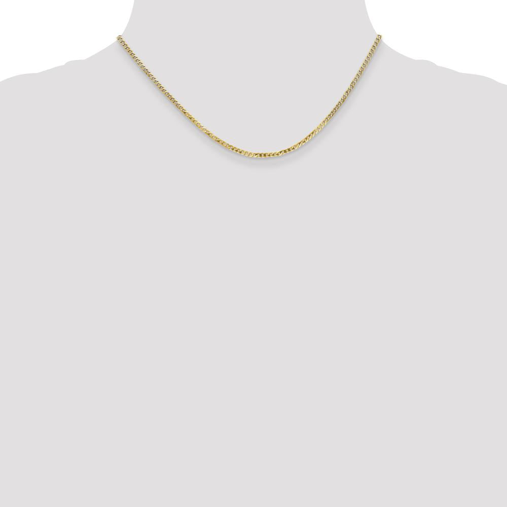 14K Yellow Gold 16" Flat Beveled Curb Chain Necklace - 2.2mm Width by Oro Pregiato