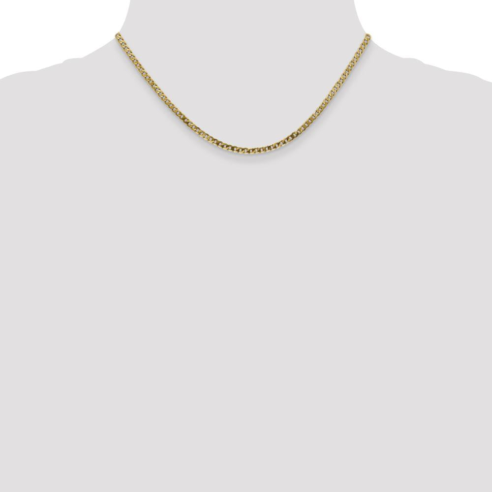 14K Yellow Gold 16" Flat Beveled Curb Chain with Lobster Clasp - 2.9mm Width by Oro Pregiato