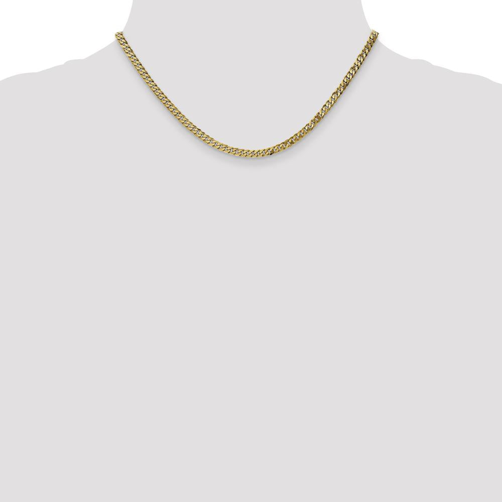 14K Yellow Gold 16" Flat Beveled Curb Chain with Lobster Clasp - 3.9mm Width by Oro Pregiato