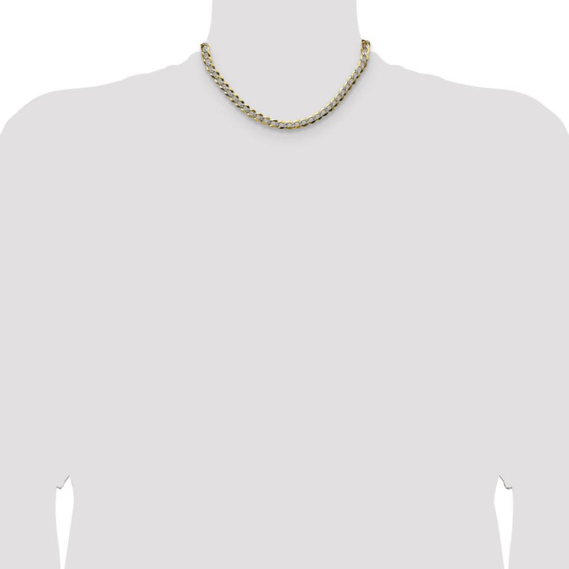 14K Yellow Gold 16" Flat Cuban Chain with Pavé Finish - 7.2mm Width by Oro Pregiato