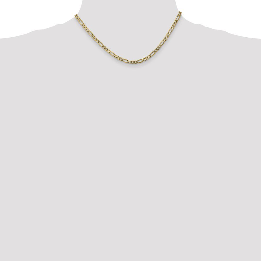 14K Yellow Gold 16" Flat Figaro Chain Necklace - 4mm Width by Oro Pregiato