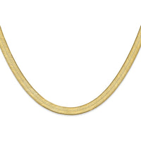 14K Yellow Gold 16" Herringbone Chain Necklace - 6.5mm Width by 0