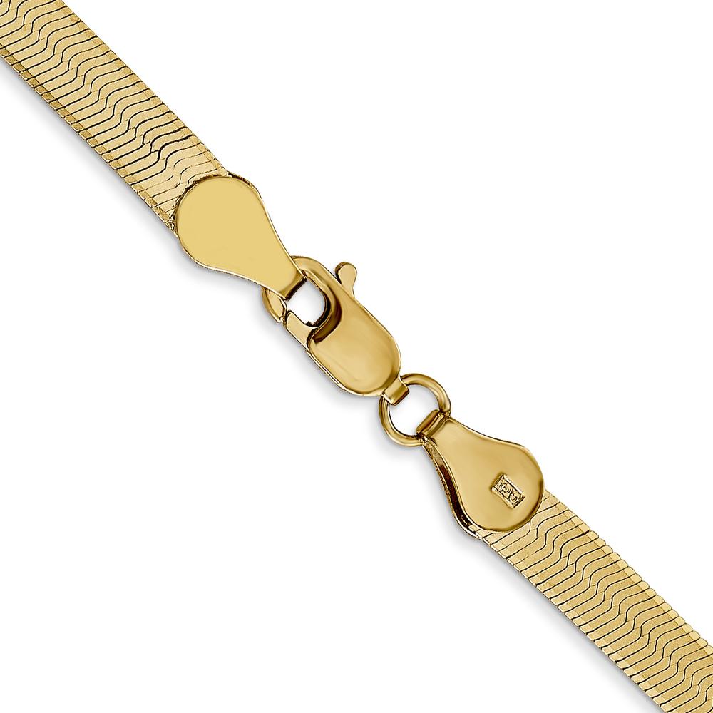 14K Yellow Gold 16" Herringbone Chain with Lobster Clasp - 4mm Width by 0