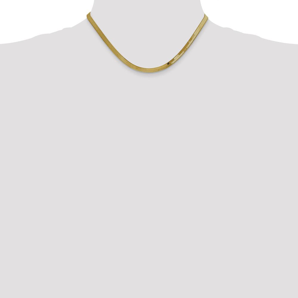 14K Yellow Gold 16" Herringbone Chain with Lobster Clasp - 4mm Width by 0