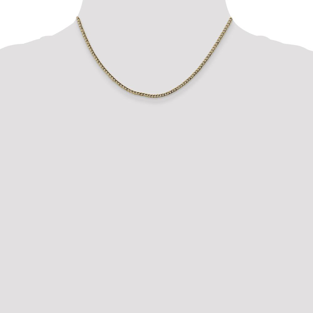 14K Yellow Gold 16-inch 2.5mm Semi-Solid Curb Chain with Lobster Clasp by Oro Pregiato