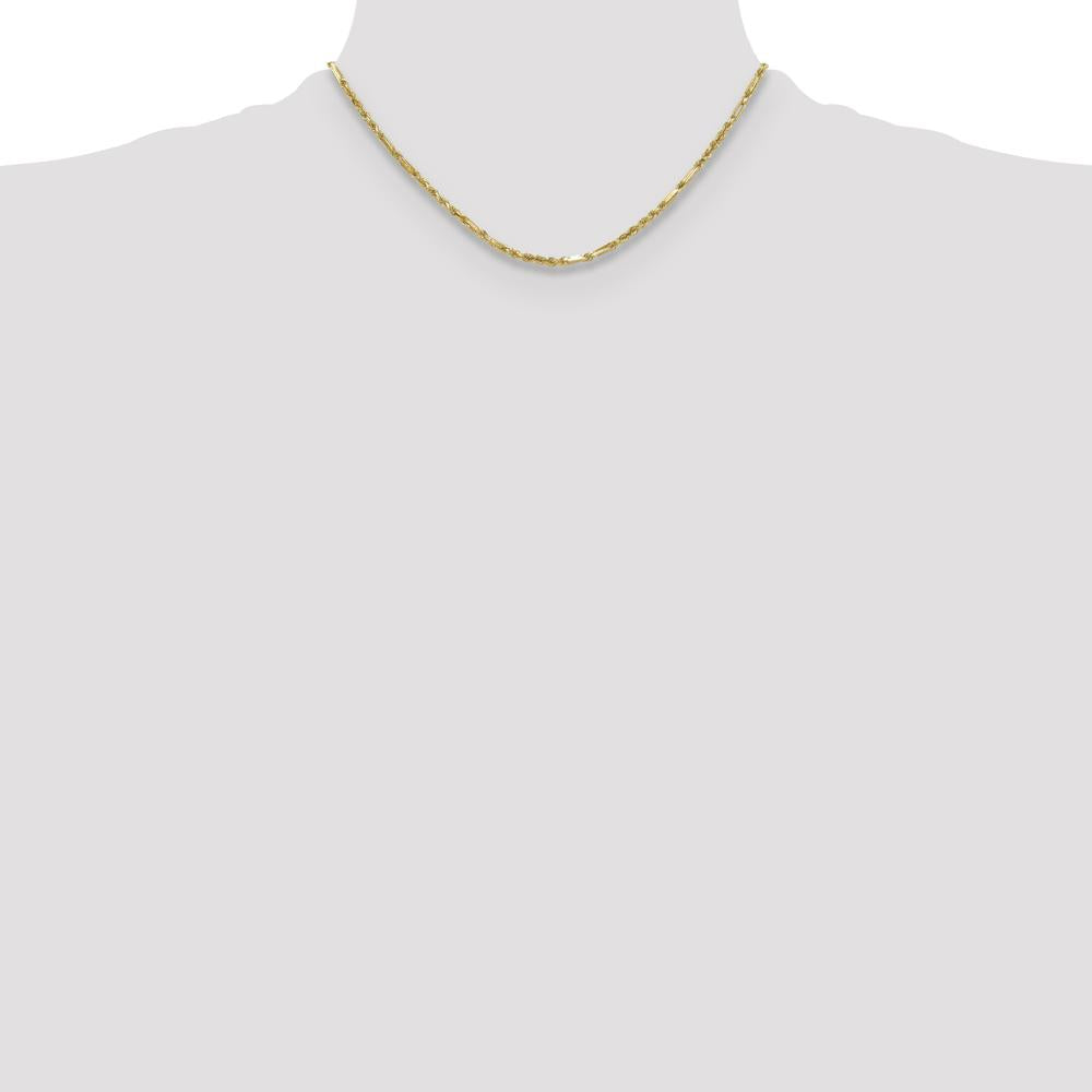 14K Yellow Gold 16 Inch 2.75mm Diamond-Cut Milano Rope Chain Necklace by Oro Pregiato