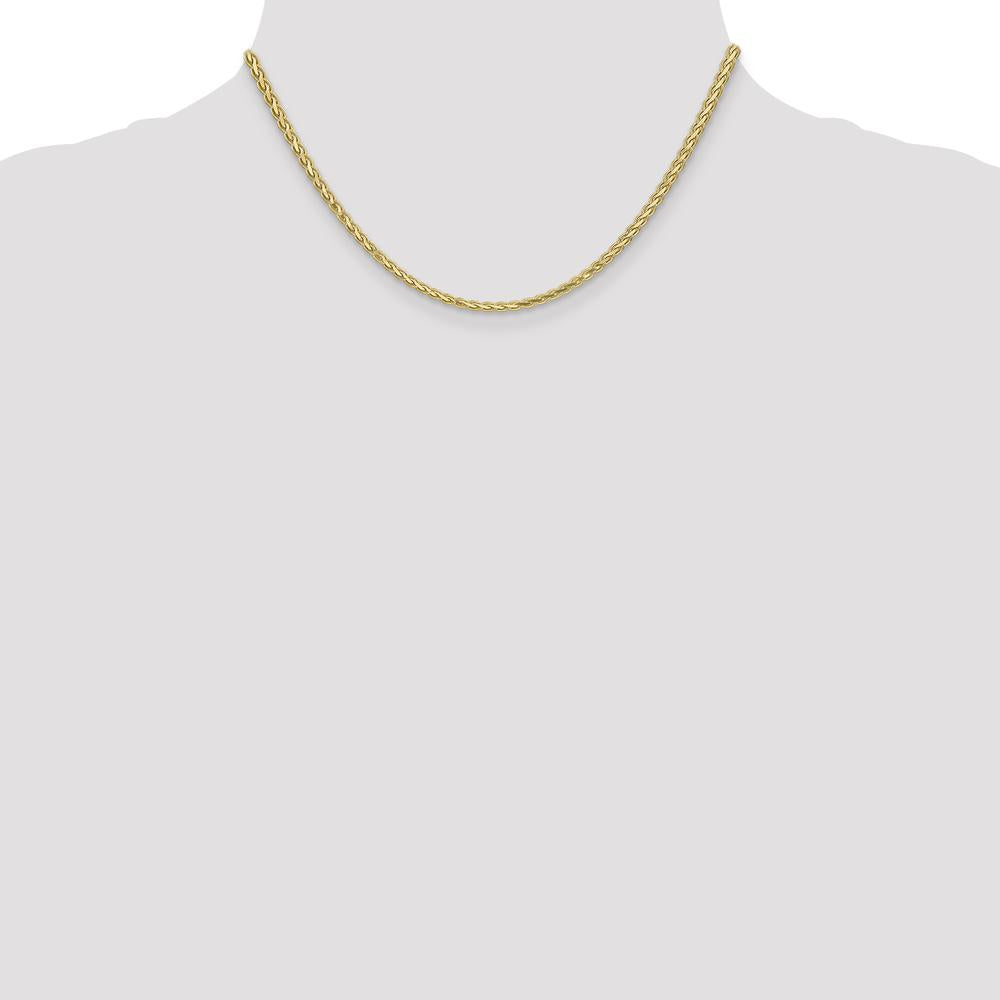 14K Yellow Gold 16-Inch 2.8mm Flat Wheat Chain with Lobster Clasp by Oro Pregiato