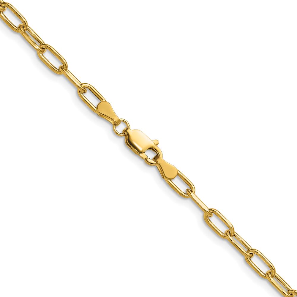 14K Yellow Gold 16-Inch Beveled Paperclip Chain Necklace by Oro Pregiato