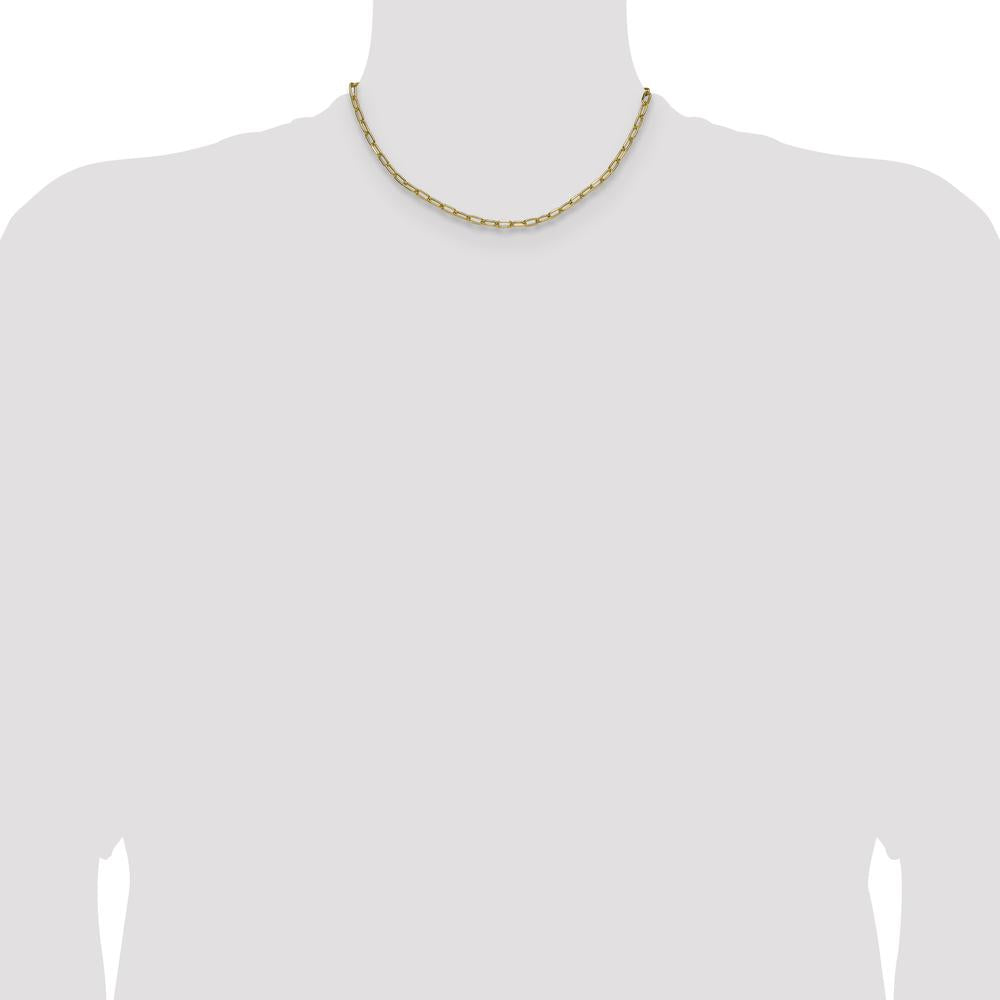 14K Yellow Gold 16-Inch Beveled Paperclip Chain Necklace by Oro Pregiato