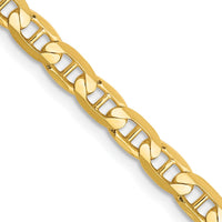 14K Yellow Gold 16-inch Concave Anchor Chain - 3.75mm Width by Oro Pregiato