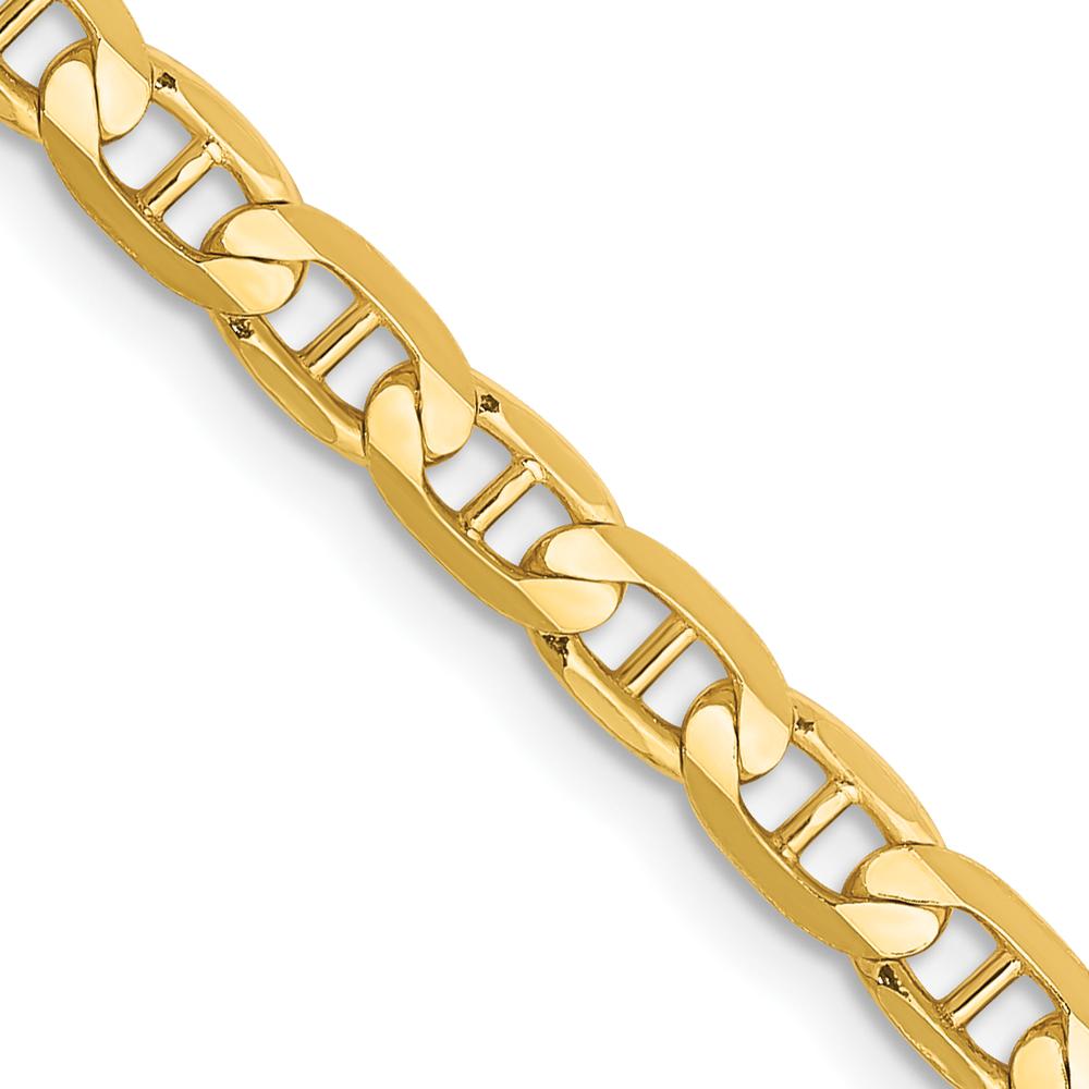 14K Yellow Gold 16-inch Concave Anchor Chain - 3.75mm Width by Oro Pregiato