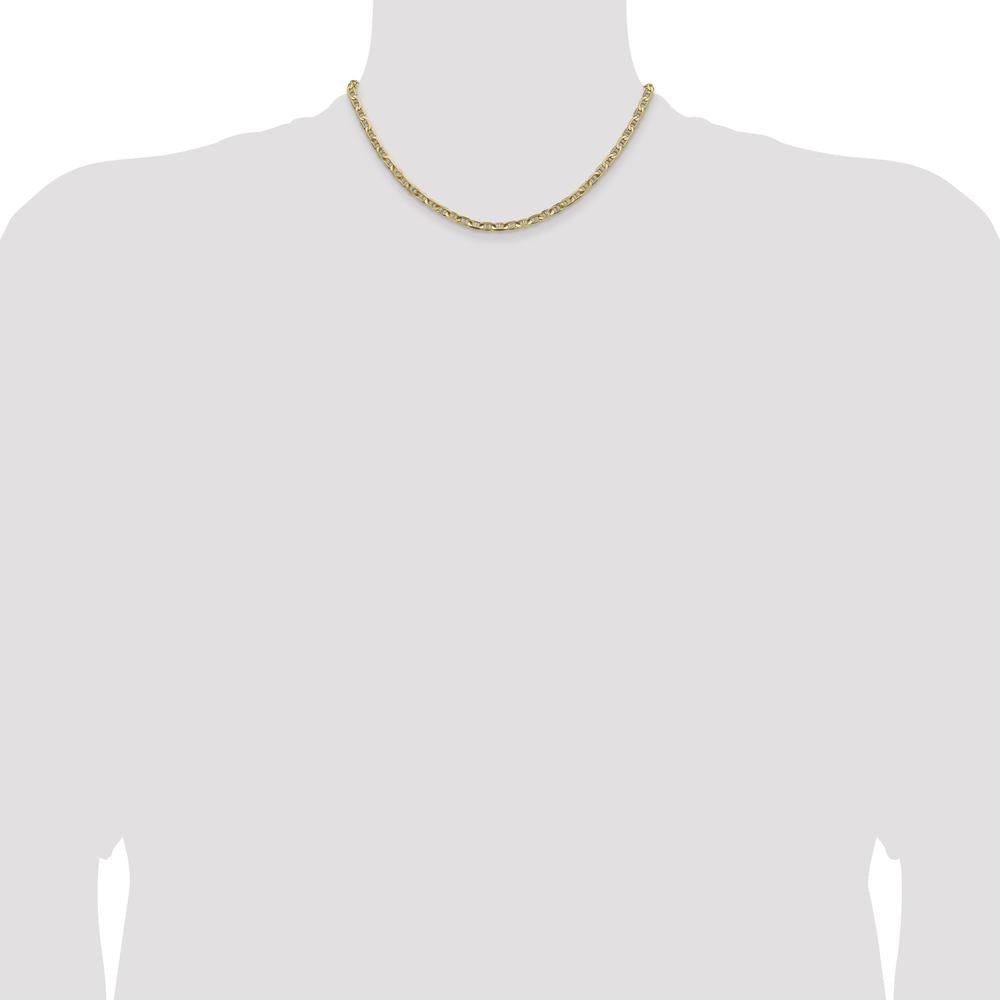 14K Yellow Gold 16-inch Concave Anchor Chain - 3.75mm Width by Oro Pregiato