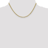 14K Yellow Gold 16-inch Rope Chain Necklace with Lobster Clasp - 3mm Width by Oro Pregiato