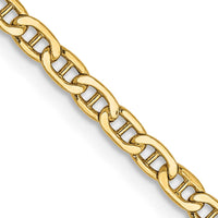 14K Yellow Gold 16-Inch Semi-Solid Anchor Chain Necklace with Spring Ring Clasp by Oro Pregiato
