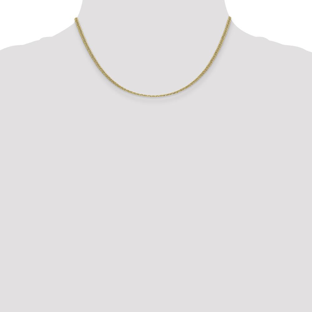 14K Yellow Gold 16-Inch Semi-Solid Anchor Chain Necklace with Spring Ring Clasp by Oro Pregiato