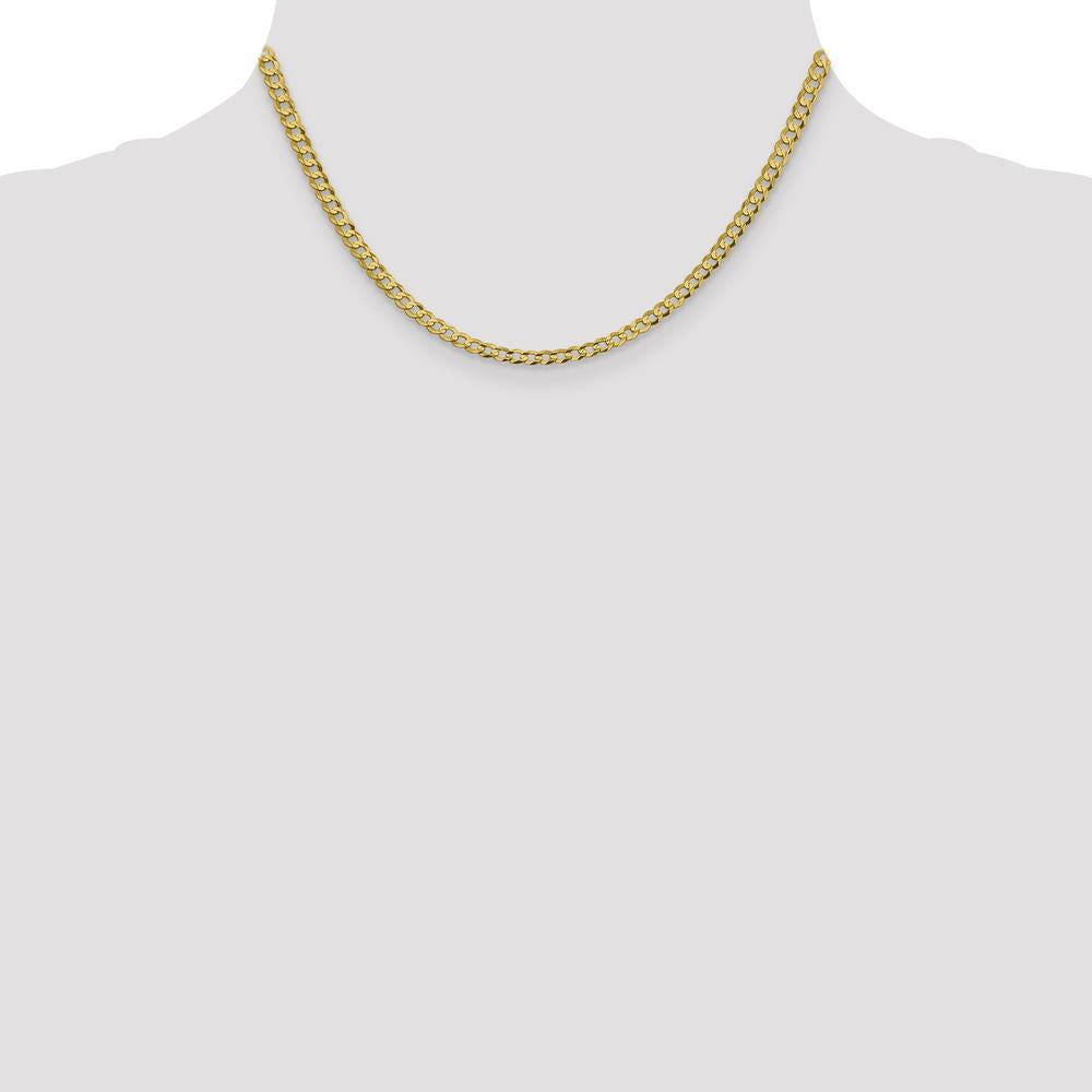 14K Yellow Gold 16" Lightweight Flat Cuban Chain - 3.7mm Width by Oro Pregiato