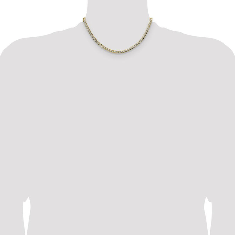 14K Yellow Gold 16" Lightweight Pavé Flat Cuban Chain - 4.7mm Width by Oro Pregiato