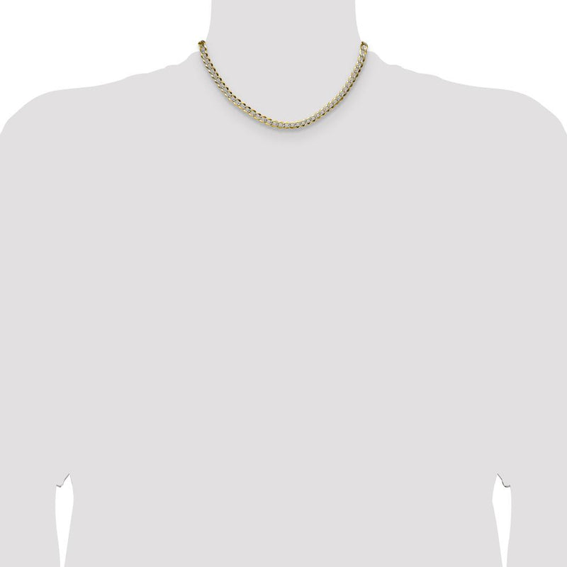 14K Yellow Gold 16" Lightweight Pavé Flat Cuban Chain with Lobster Clasp by Oro Pregiato
