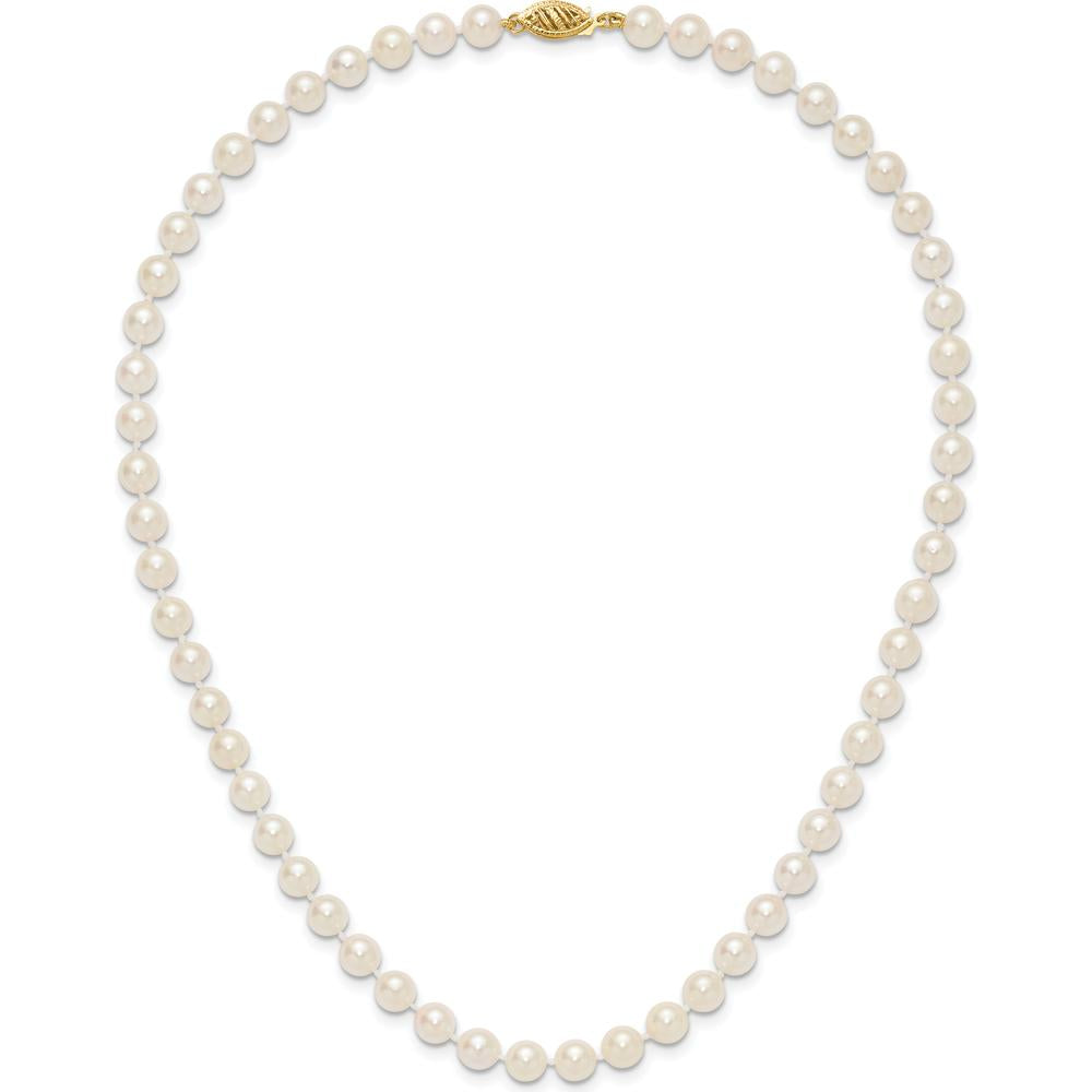 14K Yellow Gold 16" Necklace with 6-7mm Round Akoya Cultured Pearls by Monteluci Fine Jewelry