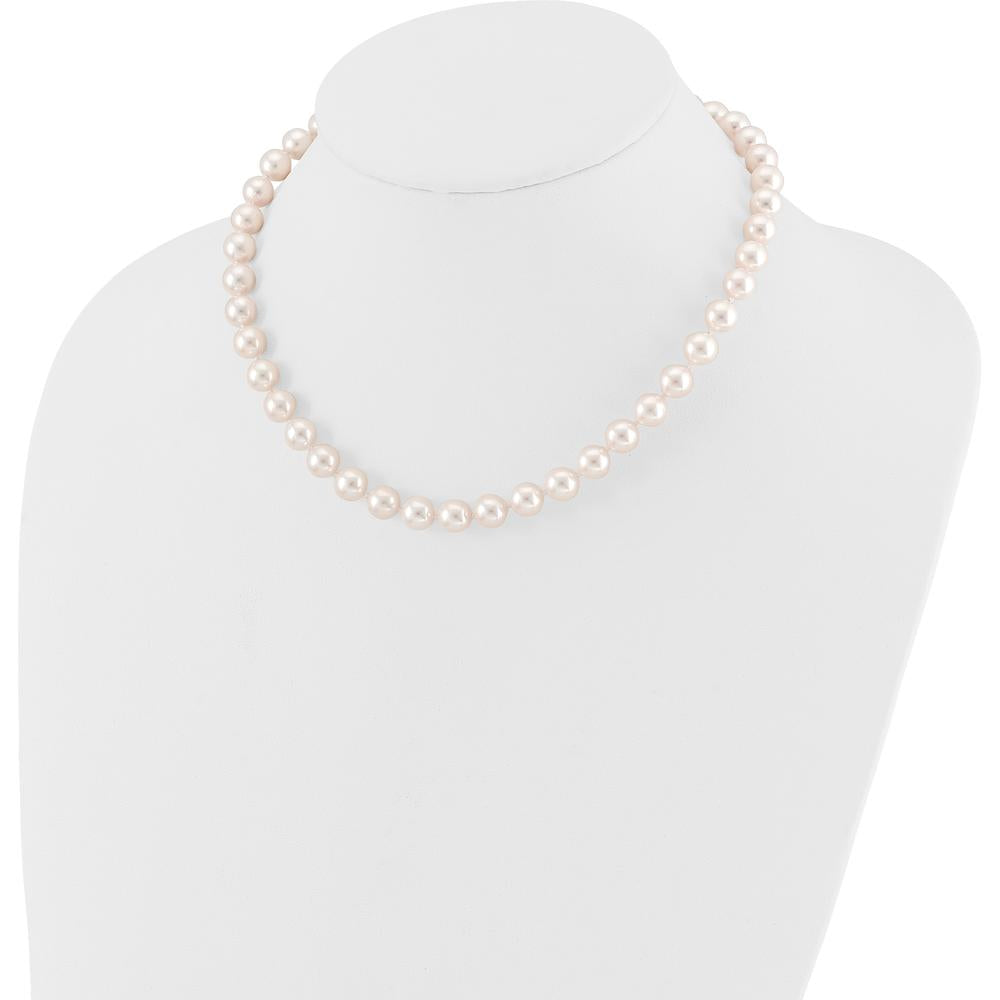 14K Yellow Gold 16" Necklace with 8-9mm White Round Akoya Cultured Pearls by Monteluci Fine Jewelry