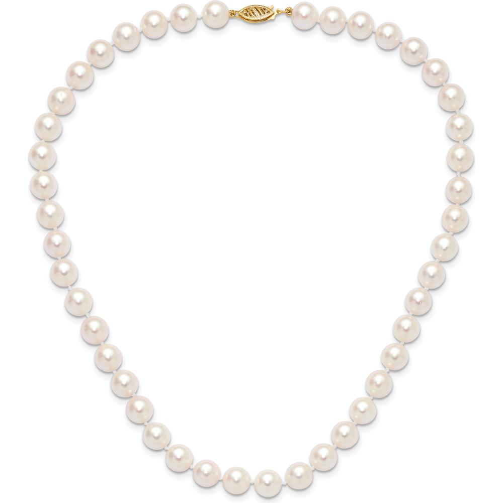 14K Yellow Gold 16" Necklace with 8-9mm White Round Akoya Cultured Pearls by Monteluci Fine Jewelry