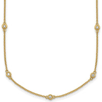 14K Yellow Gold 16" Necklace with Bezel-Set Diamonds - 1/5 Carat Total Diamond Weight by Oro Pregiato