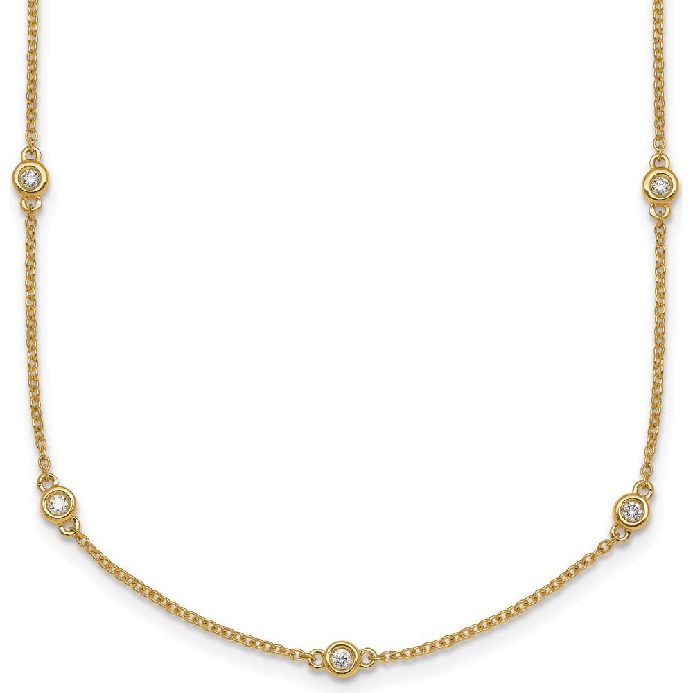 14K Yellow Gold 16" Necklace with Bezel-Set Diamonds - 1/5 Carat Total Diamond Weight by Oro Pregiato