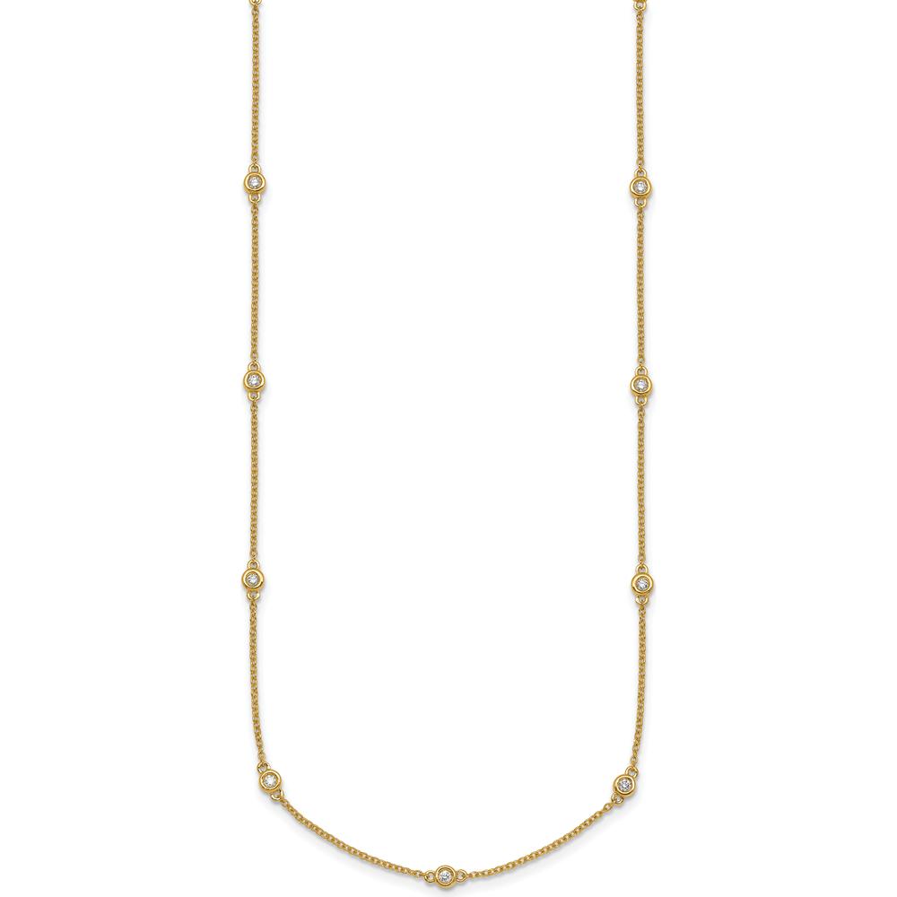 14K Yellow Gold 16" Necklace with Bezel-Set Diamonds - 1/5 Carat Total Diamond Weight by Oro Pregiato