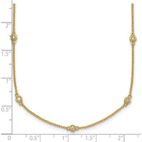 14K Yellow Gold 16" Necklace with Bezel-Set Diamonds - 1/5 Carat Total Diamond Weight by Oro Pregiato