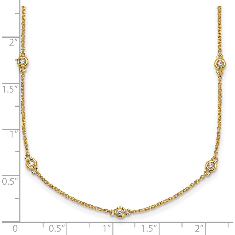 14K Yellow Gold 16" Necklace with Bezel-Set Diamonds - 1/5 Carat Total Diamond Weight by Oro Pregiato