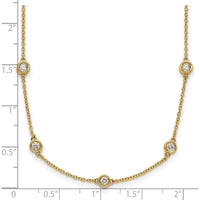 14K Yellow Gold 16" Necklace with Bezel-Set Diamonds - 7/8 Carat Total Diamond Weight by Oro Pregiato