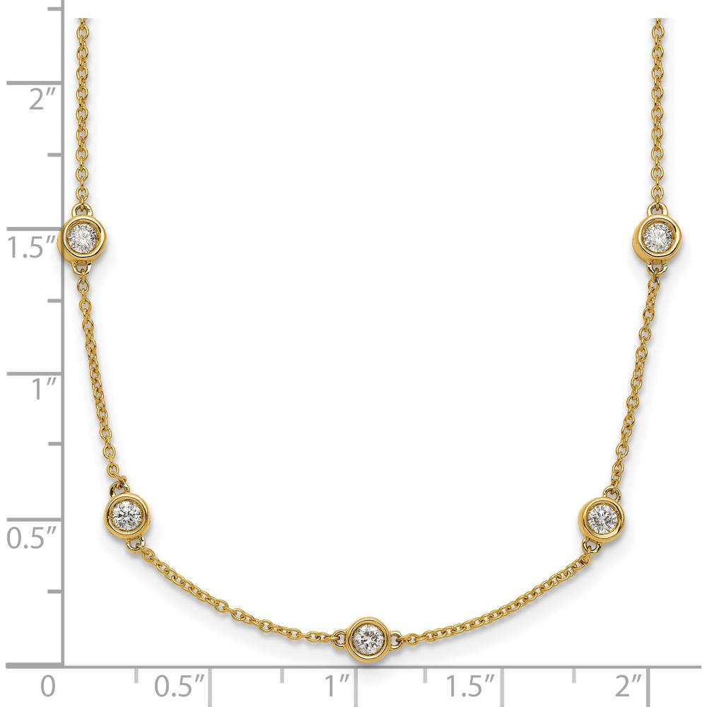 14K Yellow Gold 16" Necklace with Bezel-Set Diamonds - 7/8 Carat Total Diamond Weight by Oro Pregiato