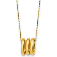 14K Yellow Gold 16" Necklace with Three Polished Oval Rings and 2" Extender by 0