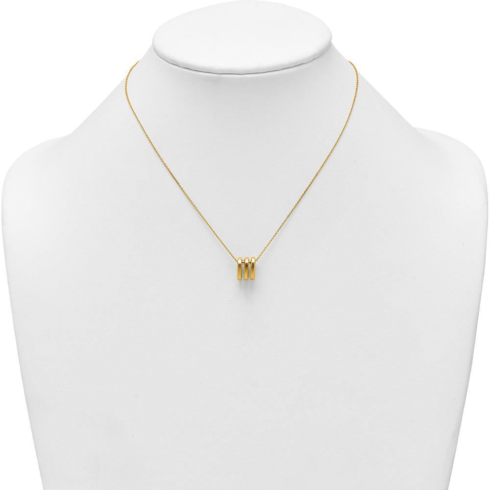 14K Yellow Gold 16" Necklace with Three Polished Oval Rings and 2" Extender by 0