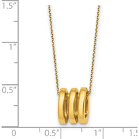 14K Yellow Gold 16" Necklace with Three Polished Oval Rings and 2" Extender by 0