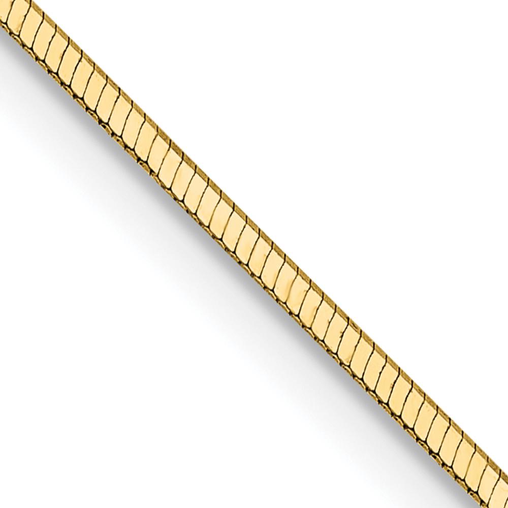 14K Yellow Gold 16" Octagonal Snake Chain Necklace with Lobster Clasp - 1mm Polished Solid Design by Oro Pregiato