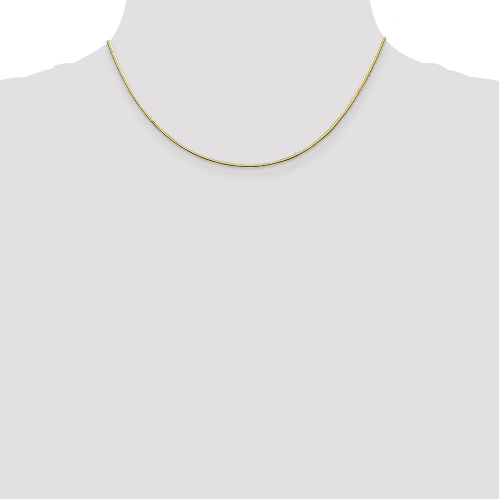 14K Yellow Gold 16" Octagonal Snake Chain Necklace with Lobster Clasp - 1mm Polished Solid Design by Oro Pregiato