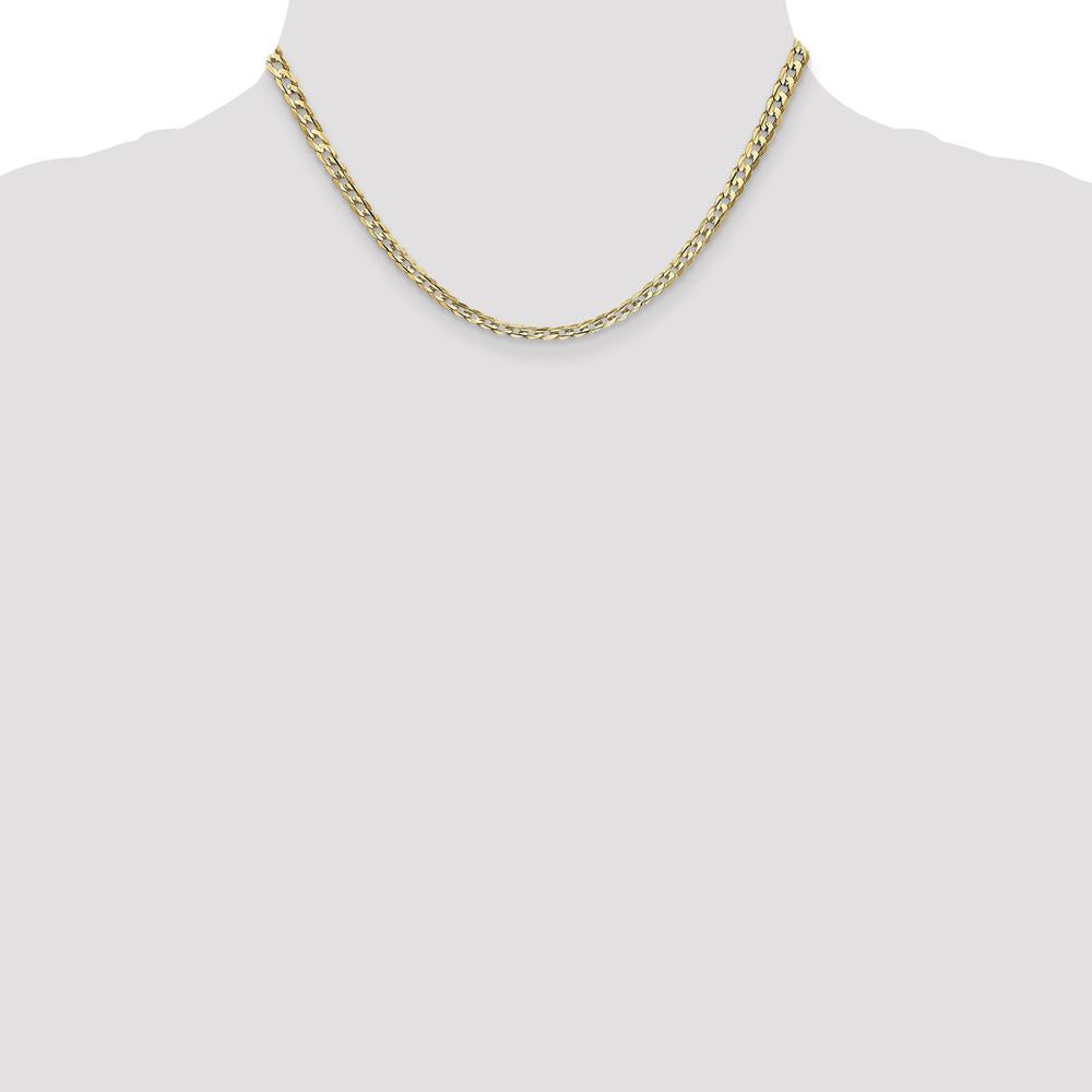 14K Yellow Gold 16" Open Concave Curb Chain with Lobster Clasp - 3.8mm Width by Oro Pregiato