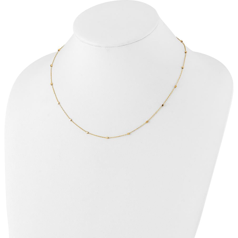 14K Yellow Gold 16" Polished Cube Station Necklace with 2" Extender by 0