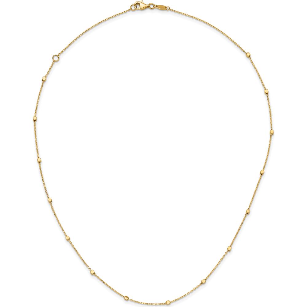 14K Yellow Gold 16" Polished Cube Station Necklace with 2" Extender by 0