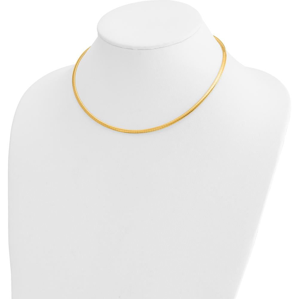 14K Yellow Gold 16" Polished Omega Necklace - 3mm Width by Oro Pregiato