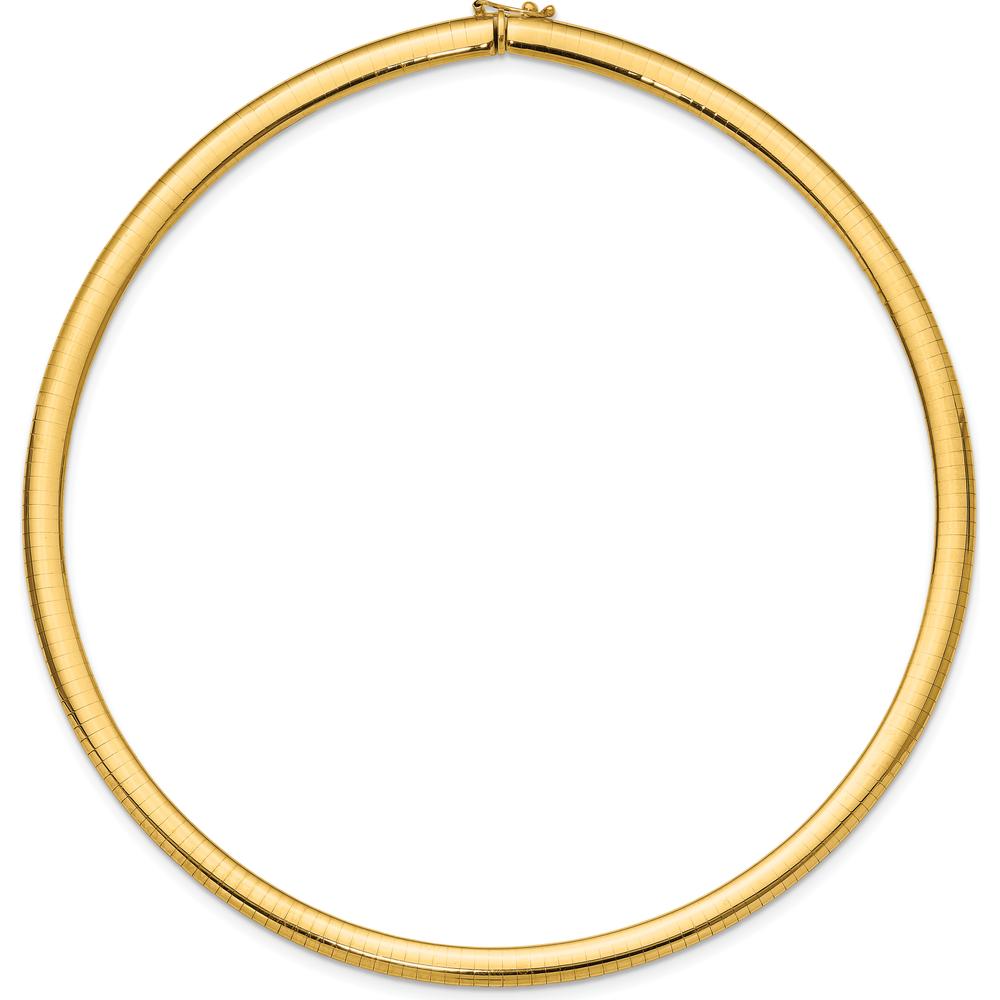 14K Yellow Gold 16" Polished Omega Necklace - 6mm Lightweight Domed Design by Oro Pregiato