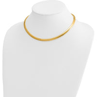 14K Yellow Gold 16" Polished Omega Necklace - 6mm Lightweight Domed Design by Oro Pregiato