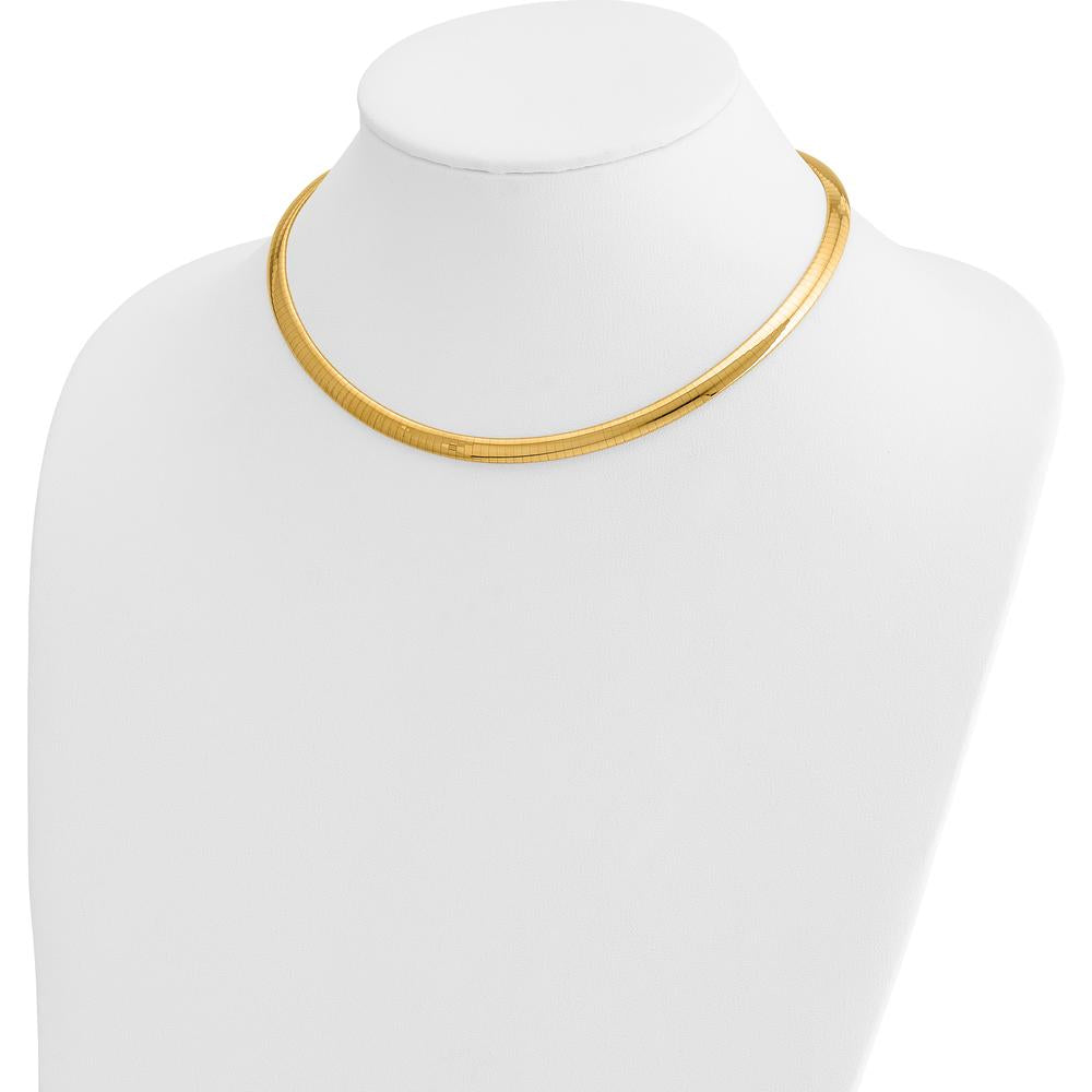 14K Yellow Gold 16" Polished Omega Necklace - 6mm Lightweight Domed Design by Oro Pregiato