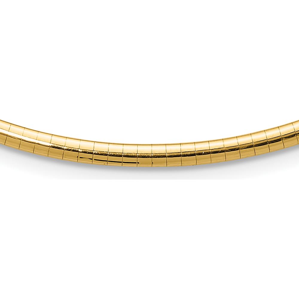 14K Yellow Gold 16" Polished Omega Necklace with Domed Profile - Lightweight 3mm Width by Oro Pregiato