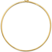 14K Yellow Gold 16" Polished Omega Necklace with Domed Profile - Lightweight 3mm Width by Oro Pregiato